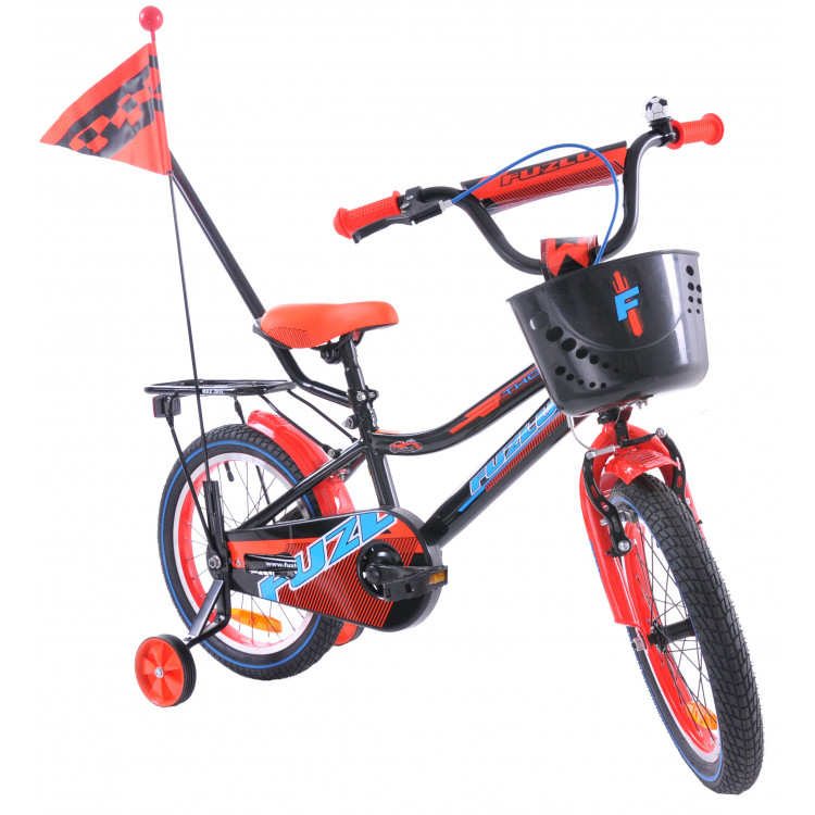 Detský bicykel 16" Fuzlu Thor čierno-červený-modrý-lesklý
